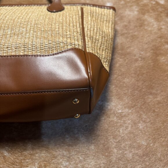Ralph Lauren RLL Straw and Leather Tote Bag - Classic Tan with Buckle Detail - Picture 7 of 13